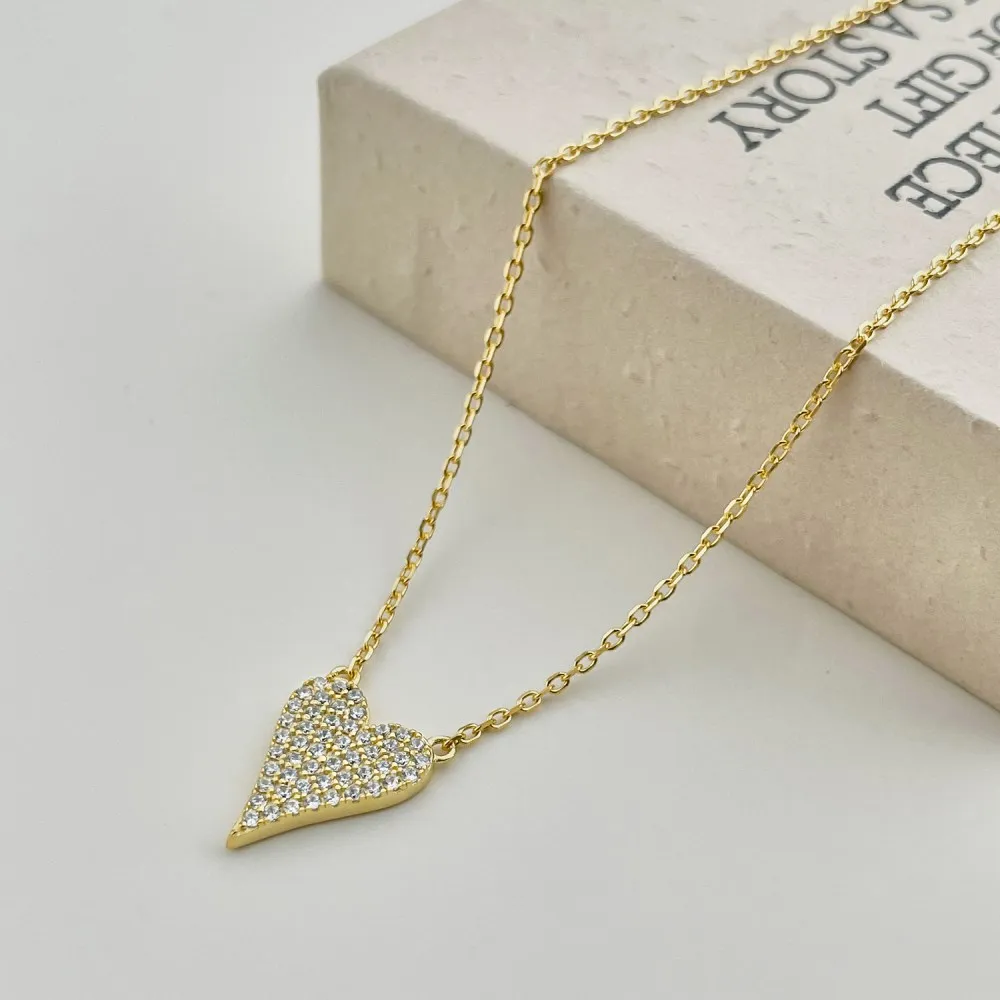 925 Sterling Silver Zirconia Love Heart Necklace 80200331 - image1