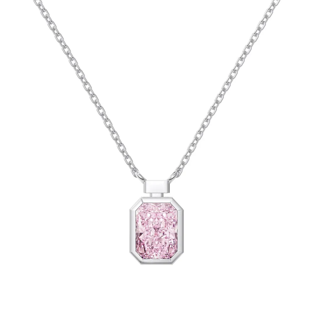 925 Sterling Silver 8A Rectangle Zirconia Necklace 80200332