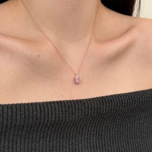 925 Sterling Silver 8A Rectangle Zirconia Necklace 80200332