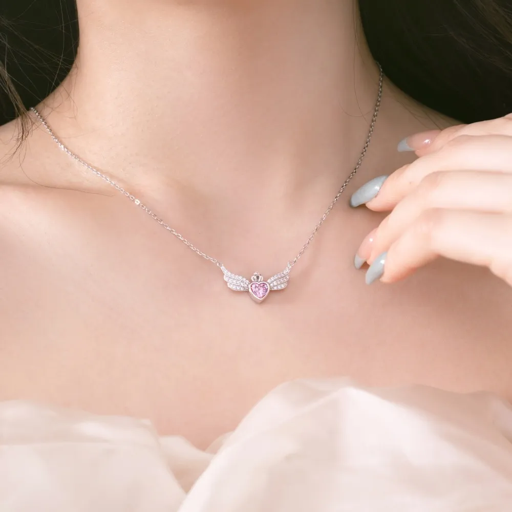 S925 Love Wings Heart Zirconia Necklace 80200334 - image1