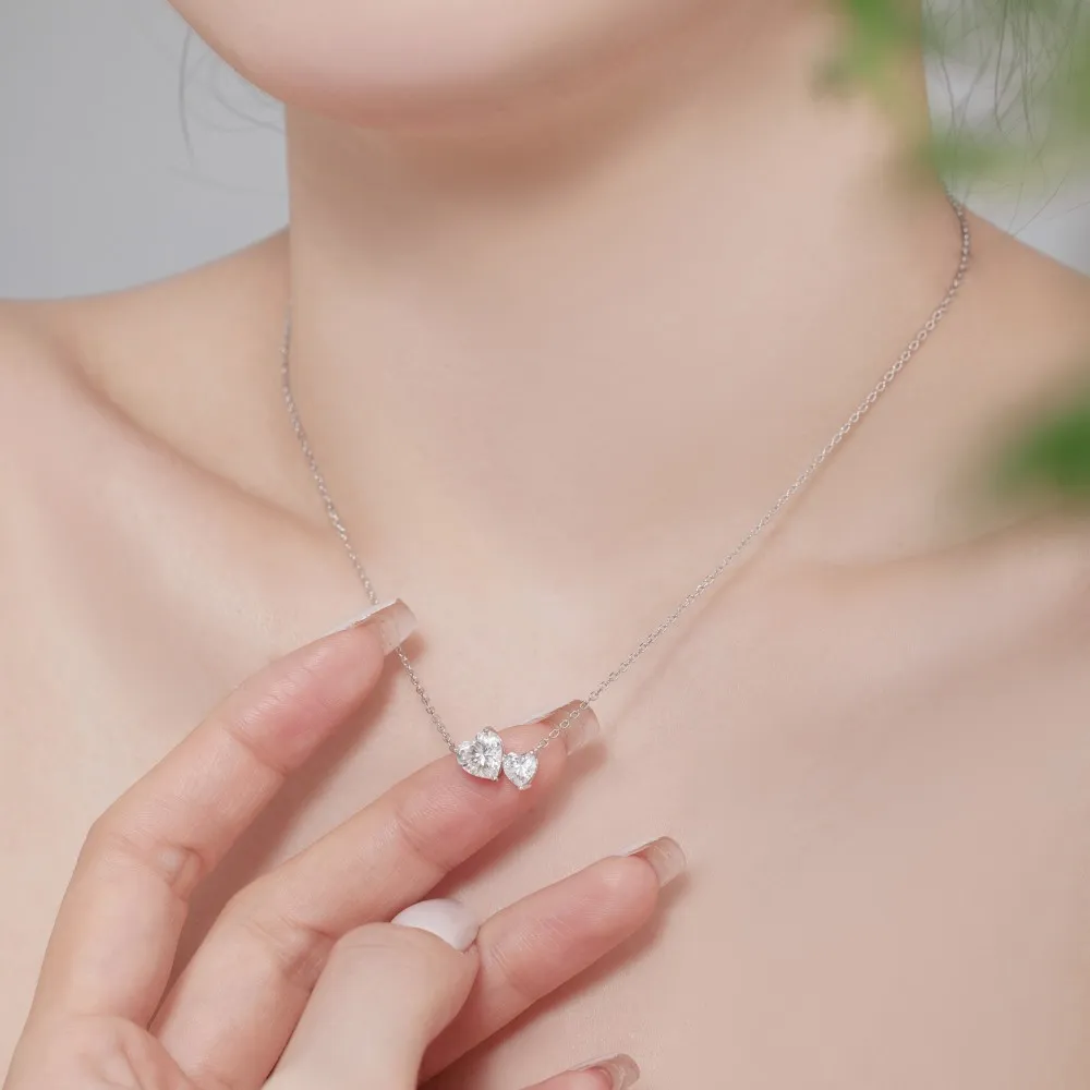 S925 Double Heart Zirconia Necklace 80200335 - image1