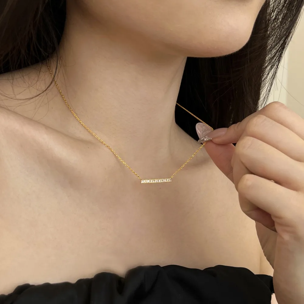 S925 5A Trapezoidal Zircon Necklace 80200337 - image1