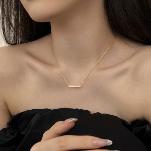 S925 5A Trapezoidal Zircon Necklace 80200337