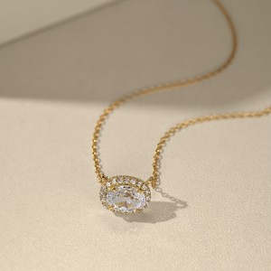 S925 5A Oval Zirconia Pendant Necklace 80200340