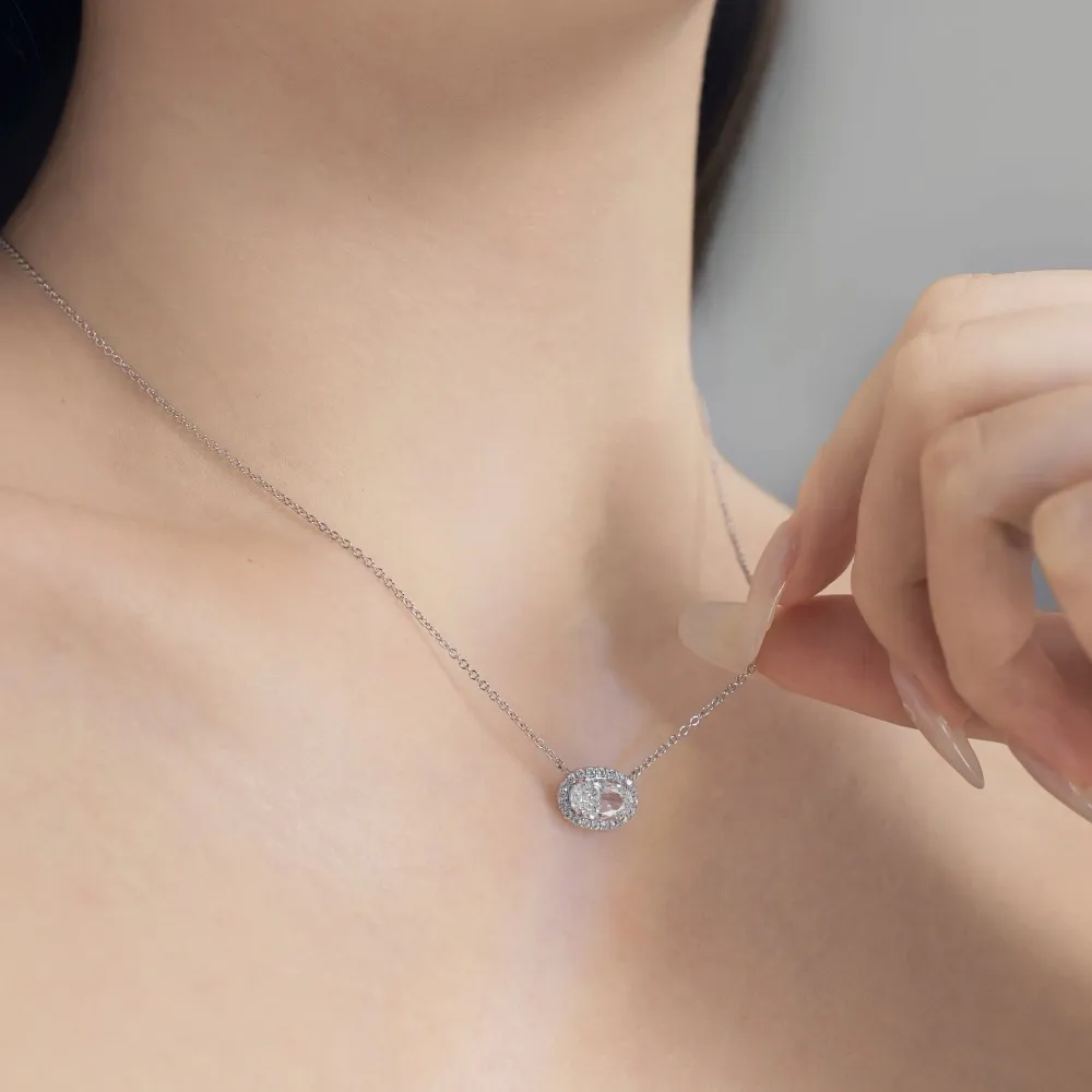 S925 5A Oval Zirconia Pendant Necklace 80200340 - image2