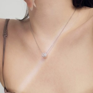 S925 5A Oval Zirconia Pendant Necklace 80200340