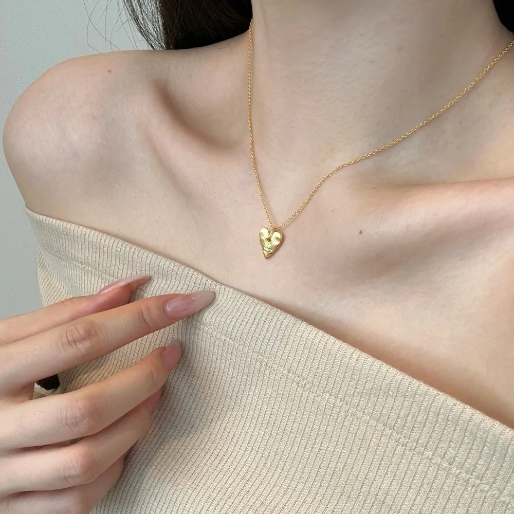 S925 Zirconia Star Brushed Heart Necklace 80200344 - image1