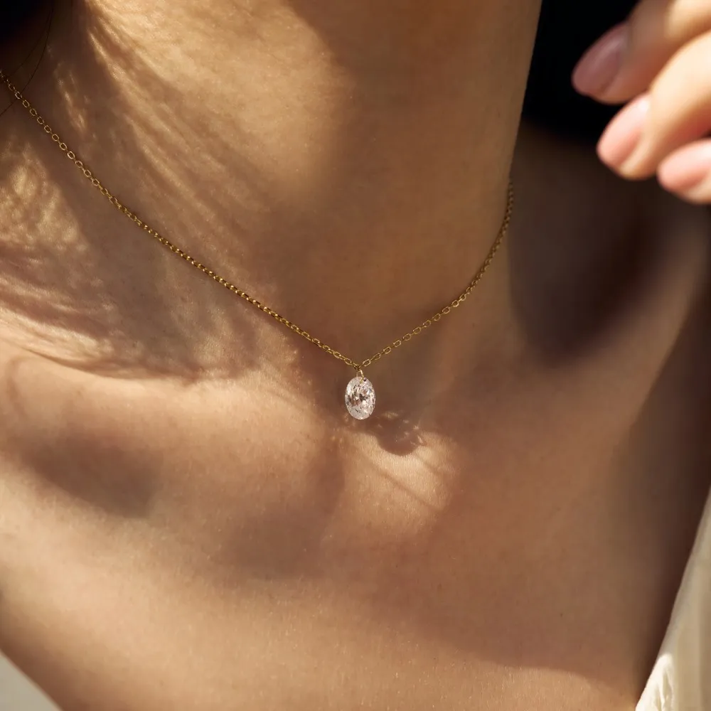 S925 5A Bling Oval Zirconia Necklace 80200347 - image2