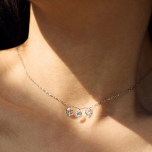 S925 Shiny Three Round Zirconia Necklace 80200348