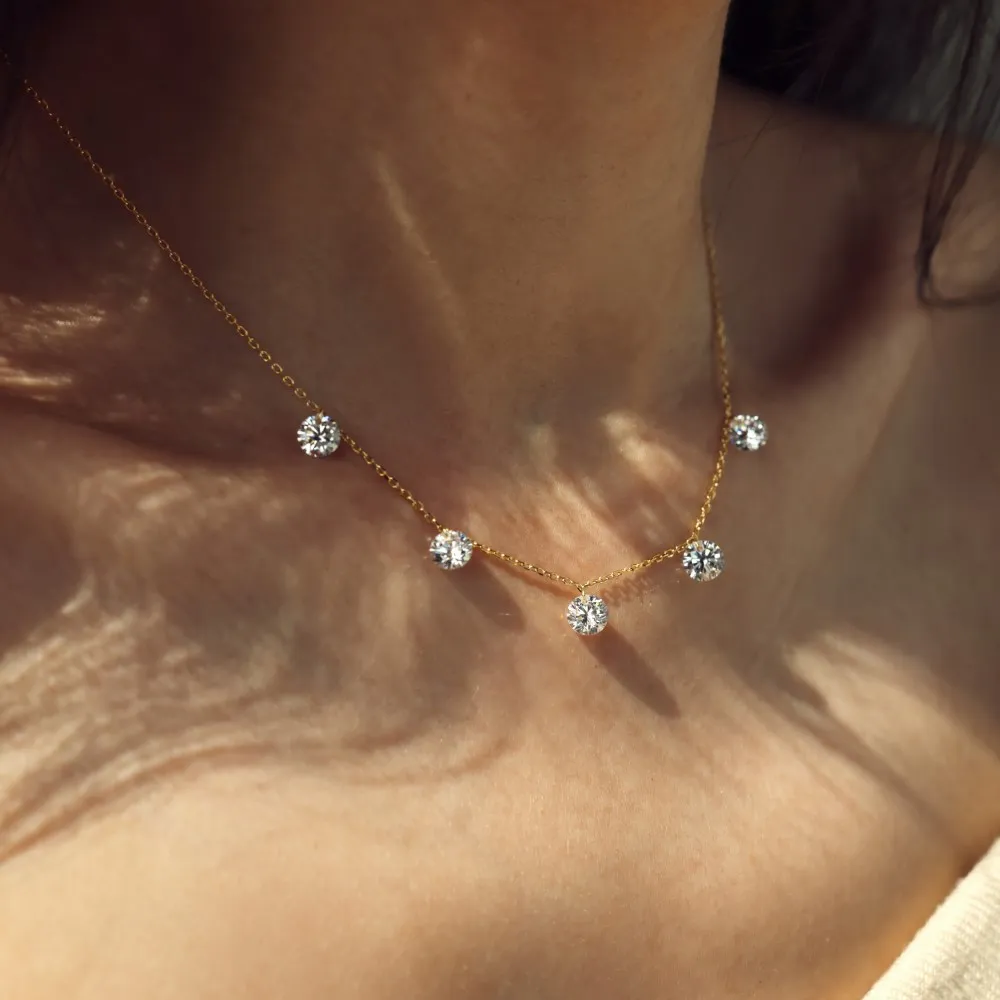 S925 Bling Five Round Zirconia Necklace 80200349 - image2