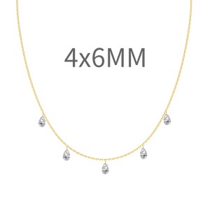 S925 5A Bling Five Waterdrop Zirconia Necklace 80200351
