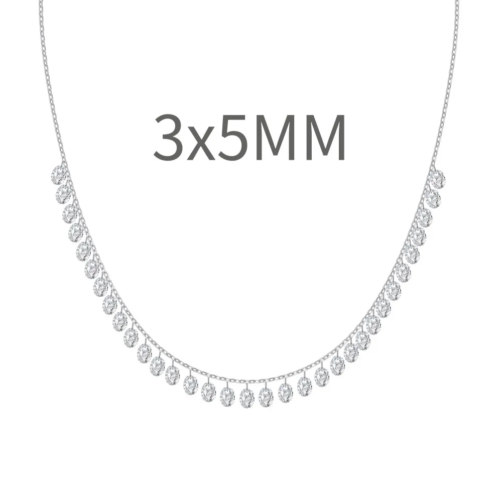 S925 5A Bling Oval Zirconia Necklace 80200355