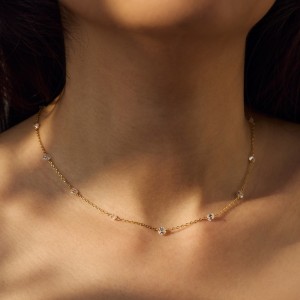 925 Sterling Silver Bling 4mm Zirconia Necklace 80200356
