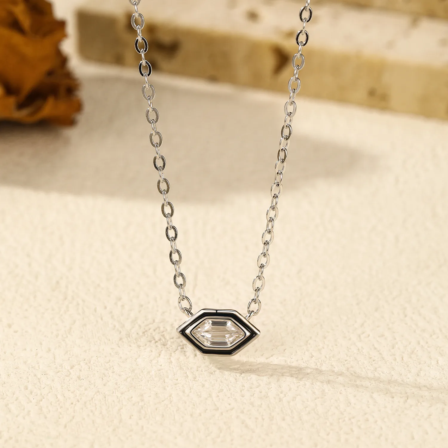 S925 Geometric hexagonal Zirconia Necklace 80200367 - image2