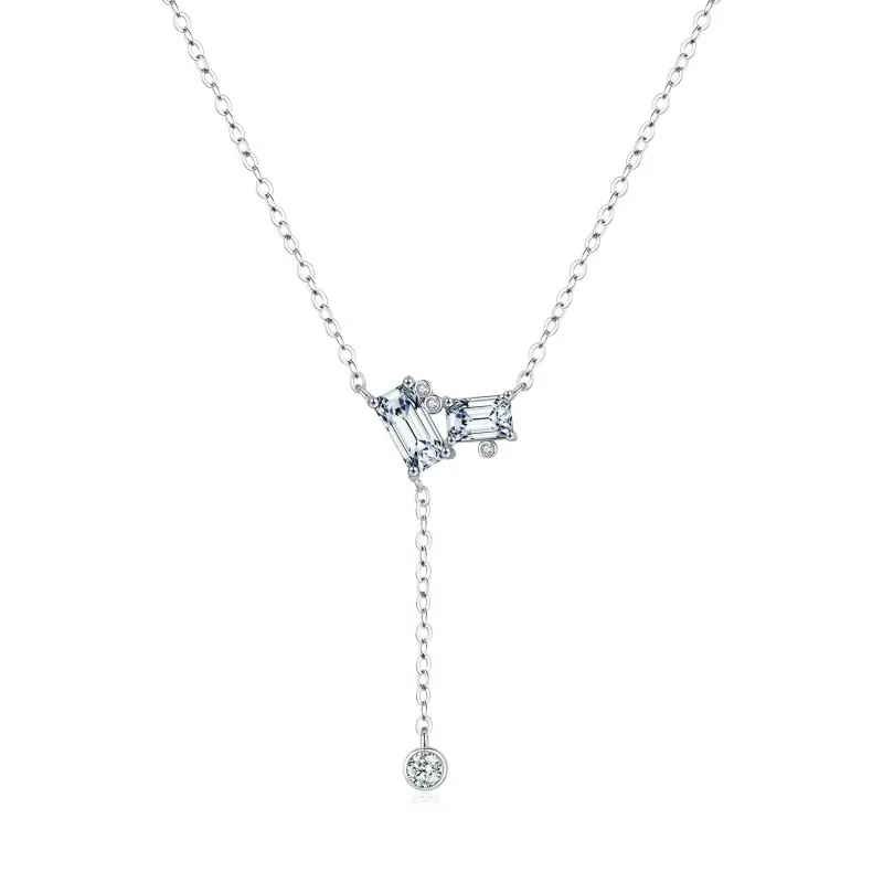 S925 Minimalist Zirconia Tassel Necklace 80200373