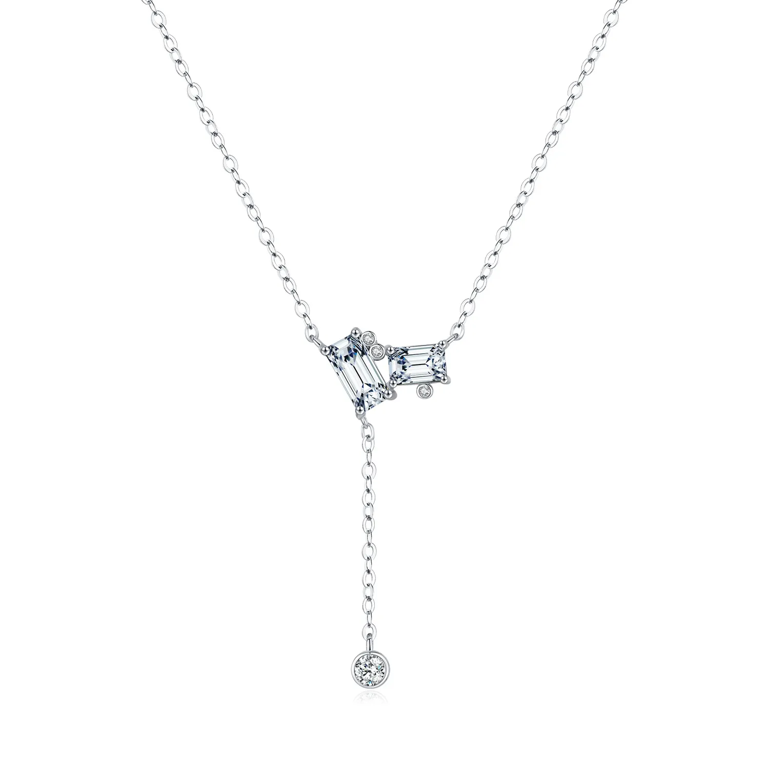 S925 Minimalist Zirconia Tassel Necklace 80200373