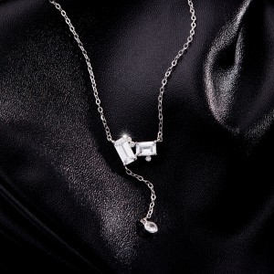 S925 Minimalist Zirconia Tassel Necklace 80200373
