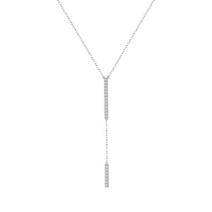 925 Sterling Silver Zirconia Tassel Necklace 80200375