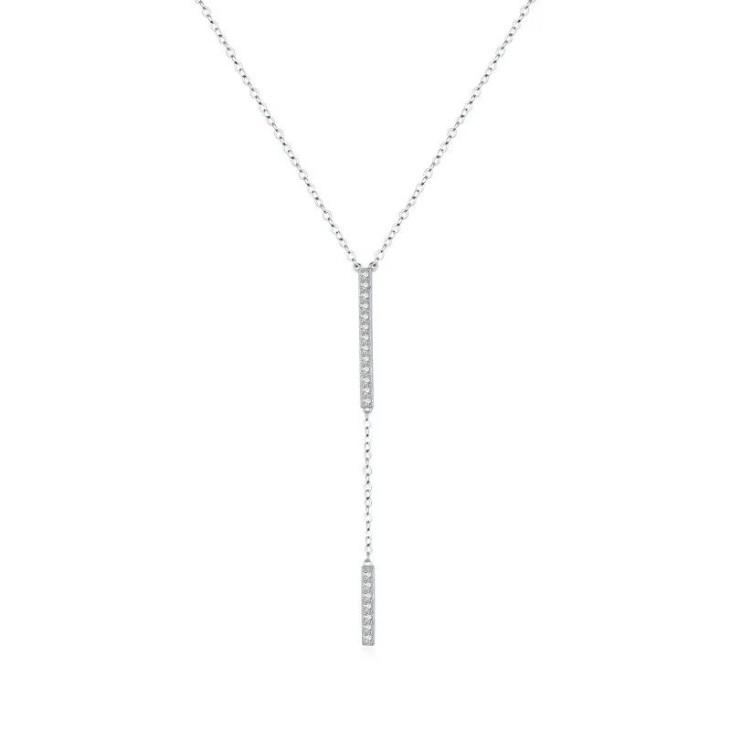 925 Sterling Silver Zirconia Tassel Necklace 80200375