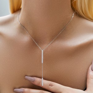 925 Sterling Silver Zirconia Tassel Necklace 80200375