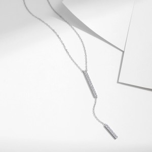 925 Sterling Silver Zirconia Tassel Necklace 80200375