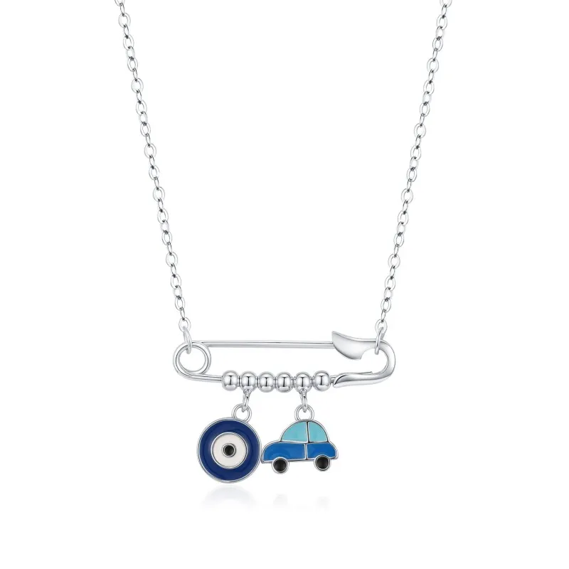 925 Sterling Silver Clip Pin Eye Car Statement Necklace 80200385