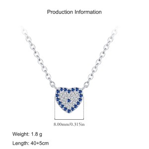 925 Sterling Silver Unique Zirconia Heart Necklace 80200396