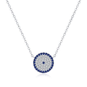 925 Sterling Silver Zirconia Round Statement Necklace 80200400