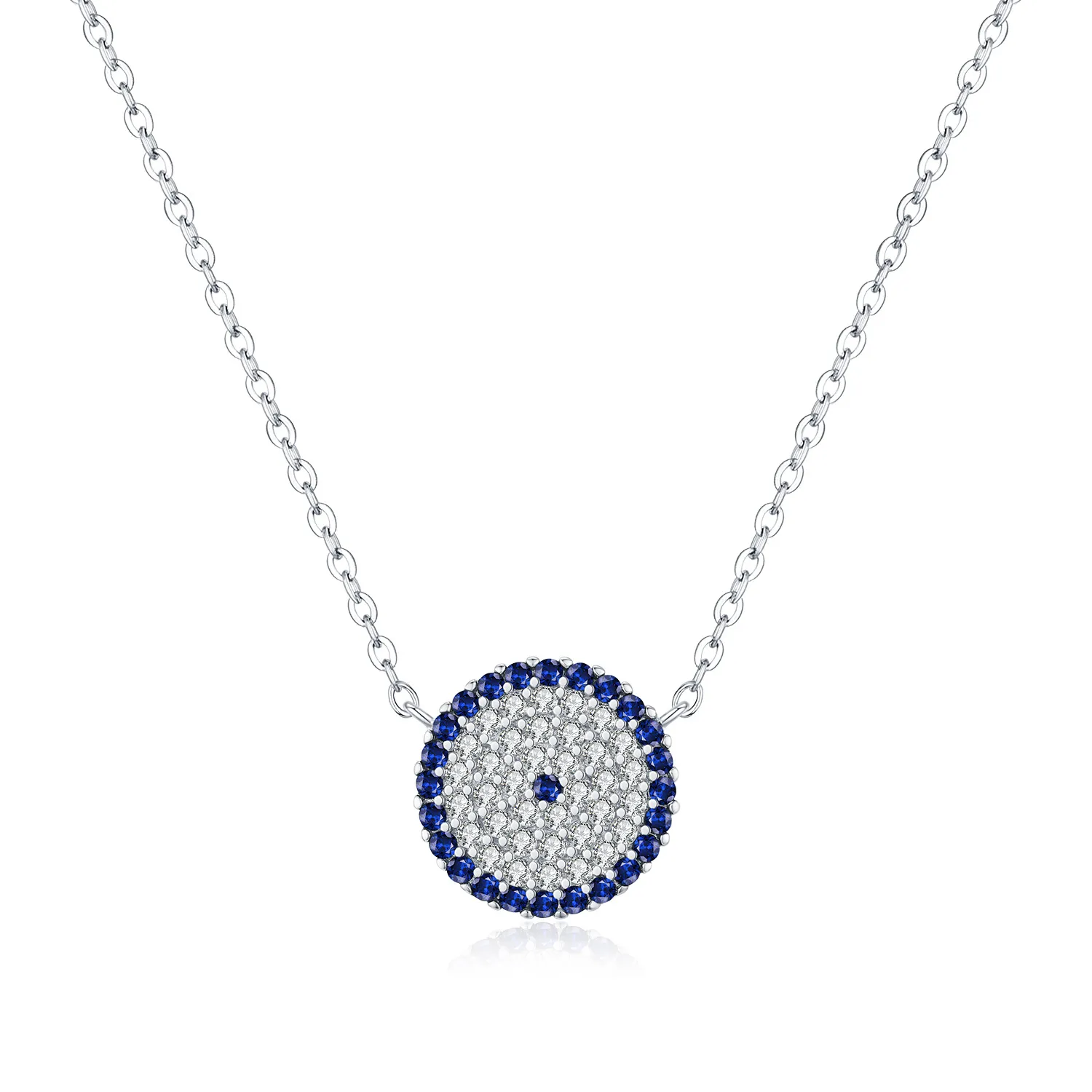 925 Sterling Silver Zirconia Round Statement Necklace 80200400