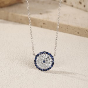 925 Sterling Silver Zirconia Round Statement Necklace 80200400