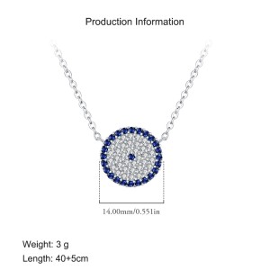 925 Sterling Silver Zirconia Round Statement Necklace 80200400