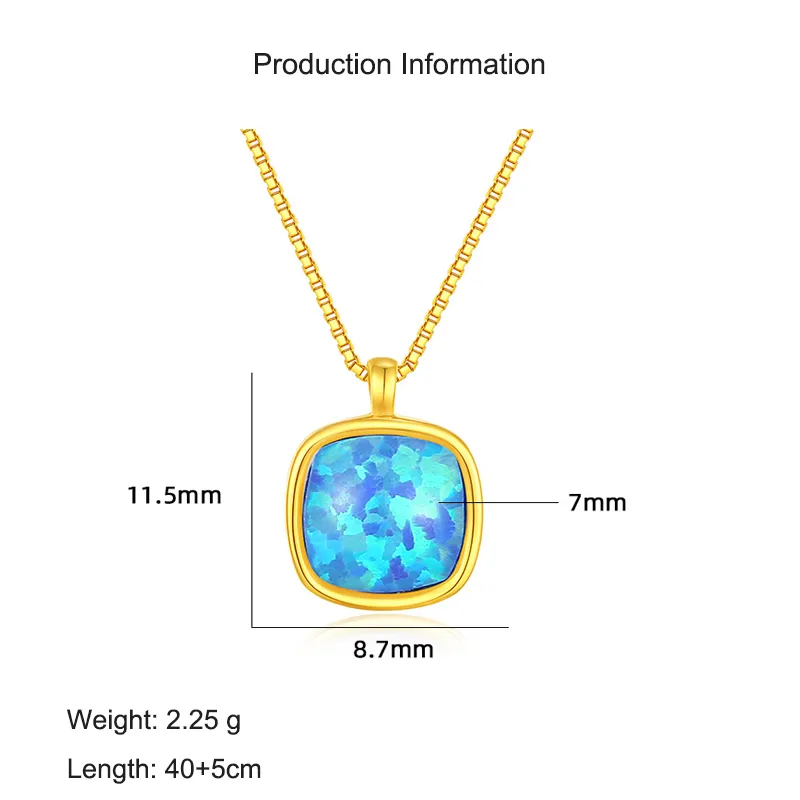 925 Sterling Silver Cushion Opal Pendant Necklace 80200404 - image2