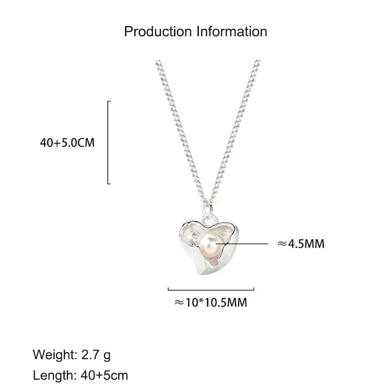 S925 Broken Heart Fresh Water Pearl Necklace 80200411 - image2