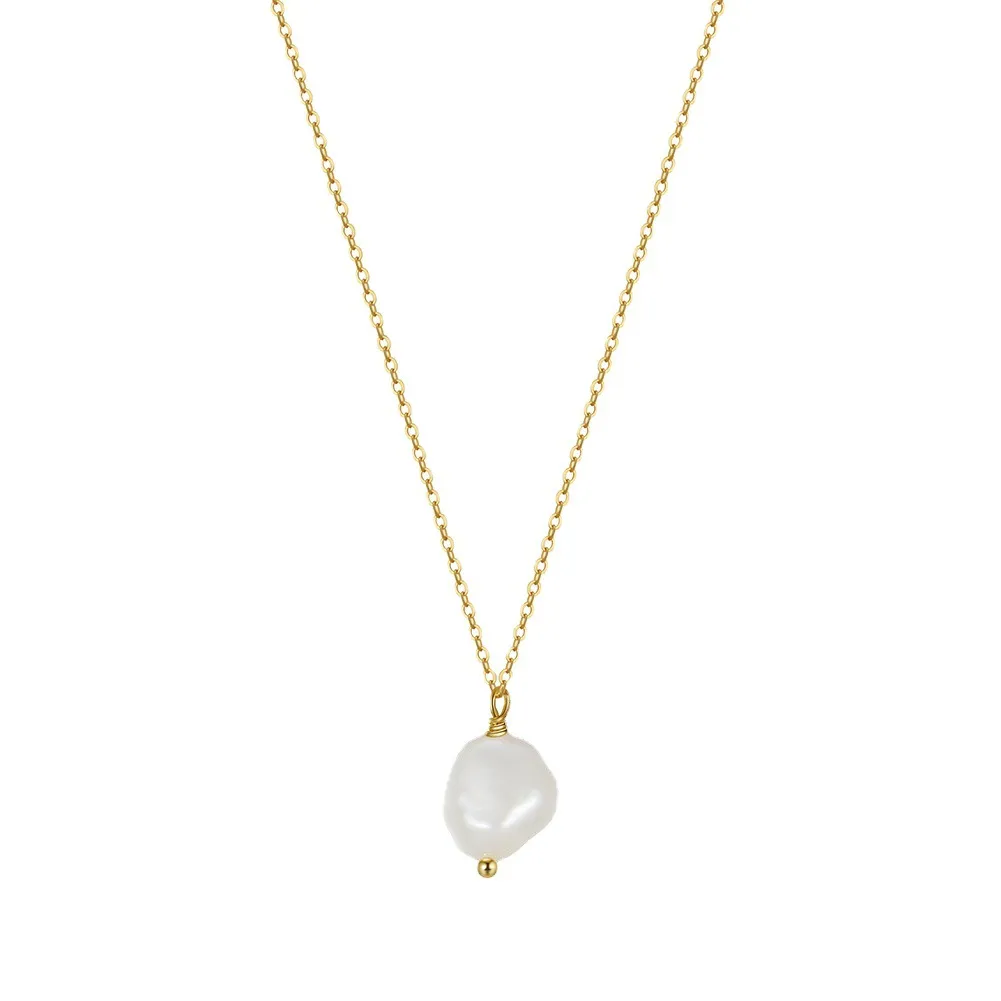 925 Sterling Silver Baroque Fresh Water Pearl Necklace 80200412