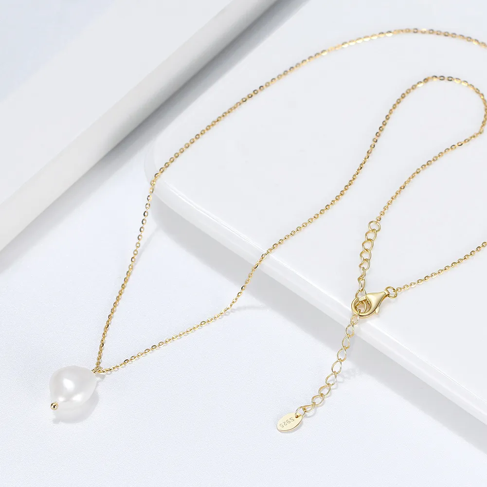 925 Sterling Silver Baroque Fresh Water Pearl Necklace 80200412 - image1