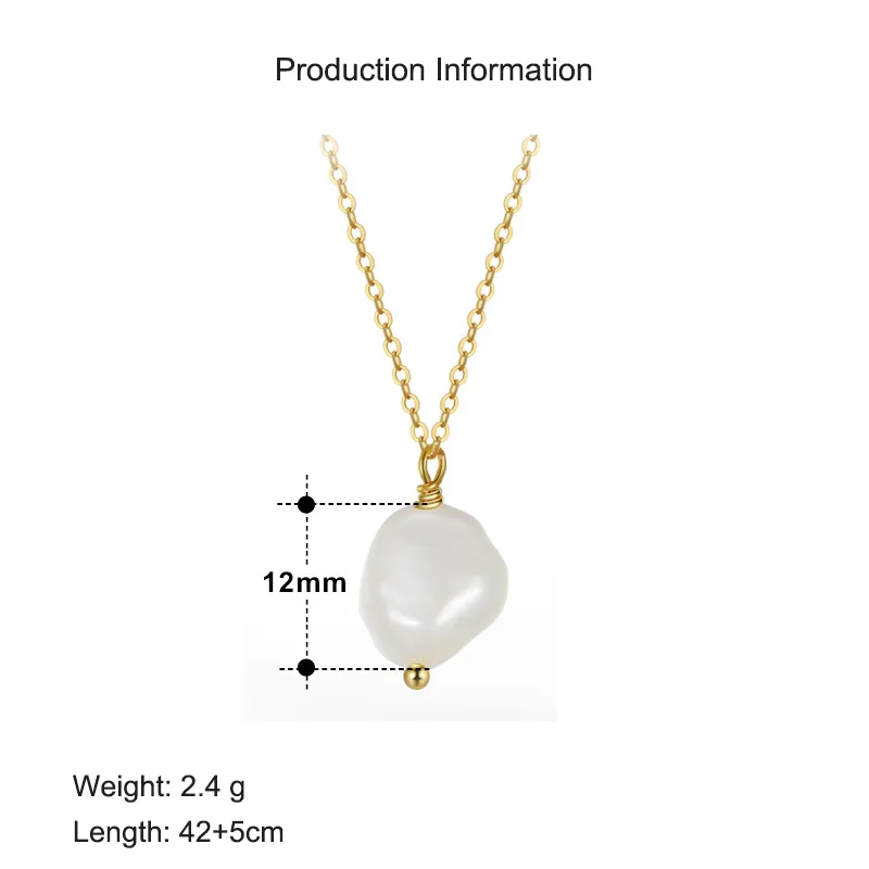 925 Sterling Silver Baroque Fresh Water Pearl Necklace 80200412 - image2