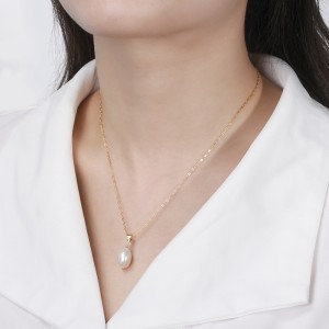925 Sterling Silver Baroque Fresh Water Pearl Necklace 80200413