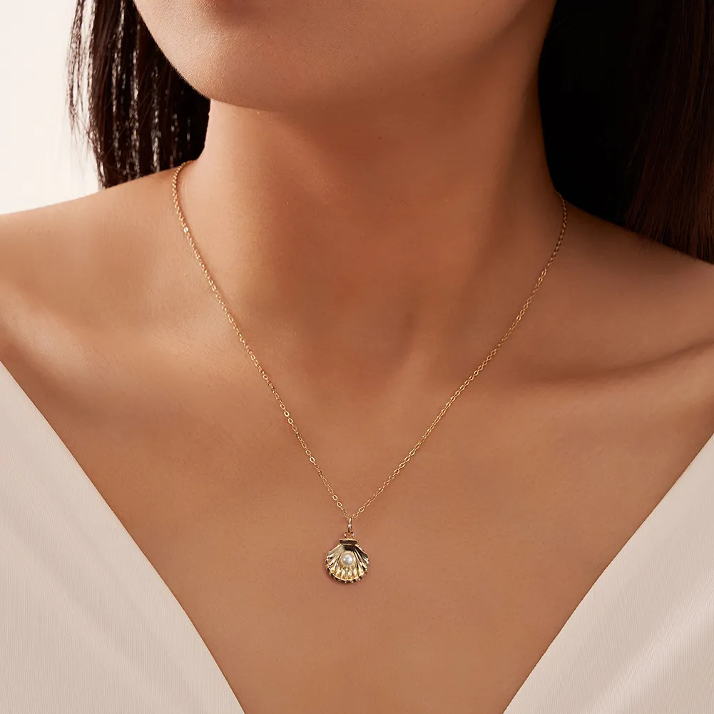 925 Sterling Silver Fresh Water Pearl Shell Necklace 80200414 - image1