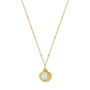 925 Sterling Silver Fresh Water Pearl Shell Necklace 80200416