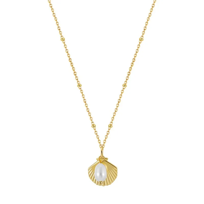 925 Sterling Silver Fresh Water Pearl Shell Necklace 80200416