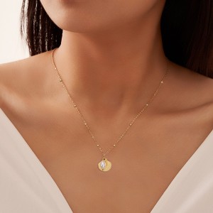 925 Sterling Silver Fresh Water Pearl Shell Necklace 80200416