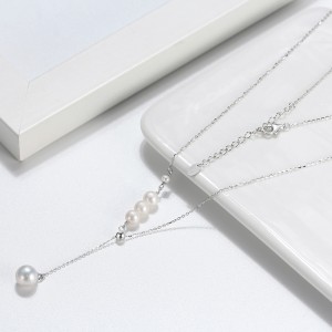 925 Sterling Silver Baroque Fresh Water Pearl Pendant Necklace 80200419