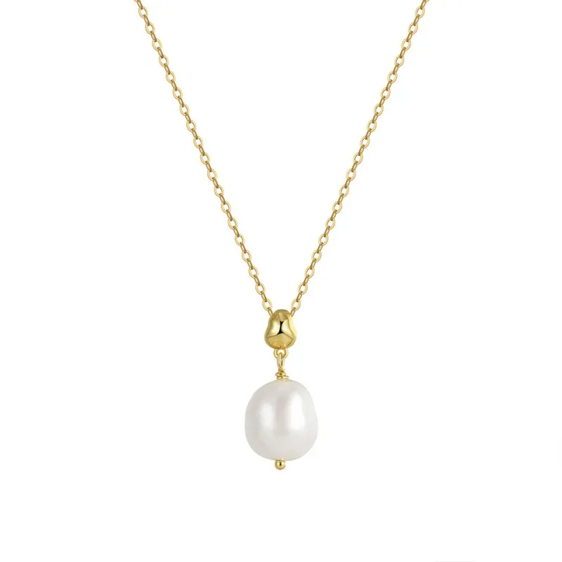 925 Sterling Silver Fresh Water Pearl Baroque Necklace 80200424