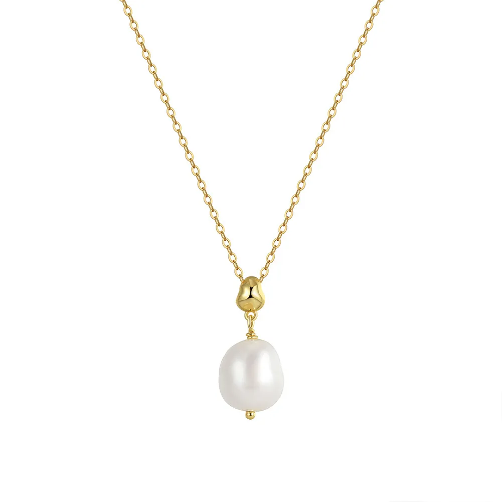 925 Sterling Silver Fresh Water Pearl Baroque Necklace 80200424