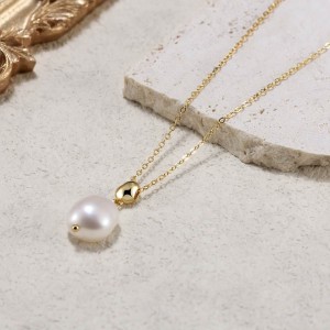 925 Sterling Silver Fresh Water Pearl Baroque Necklace 80200424