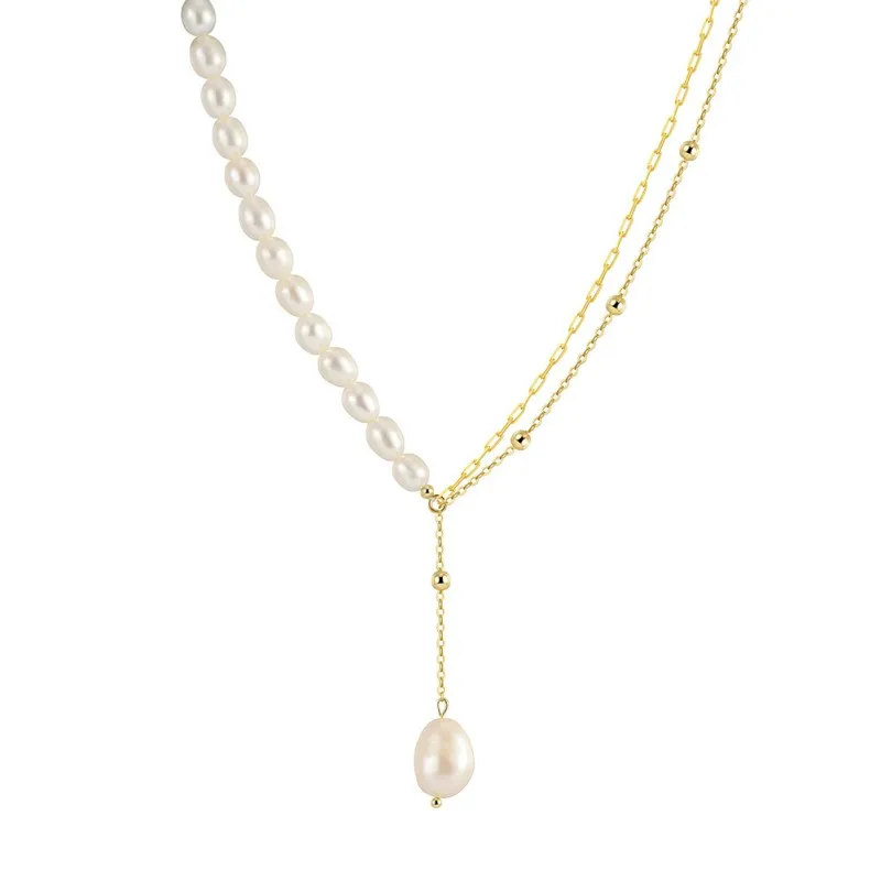 925 Sterling Silver Fresh Water Pearl Layered Necklace 80200426