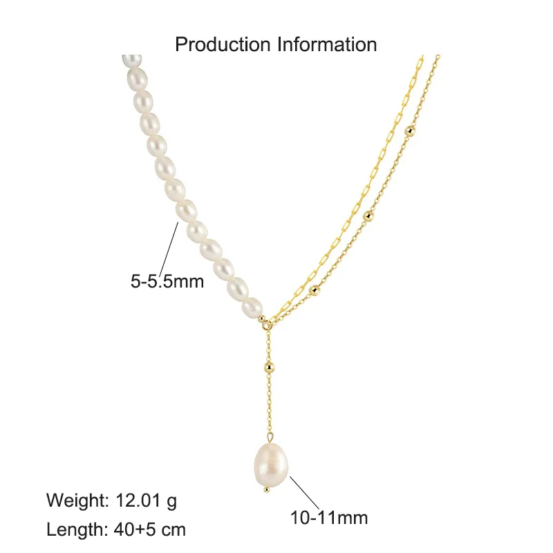 925 Sterling Silver Fresh Water Pearl Layered Necklace 80200426 - image2