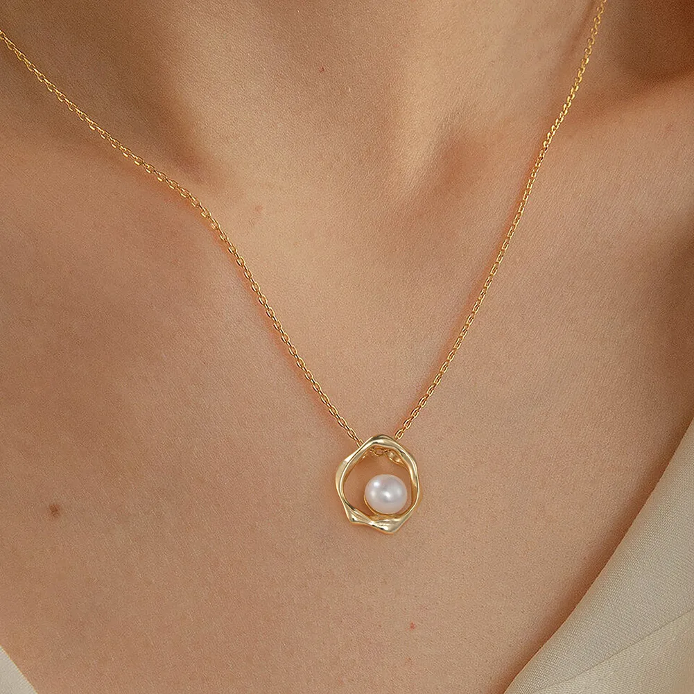 925 Sterling Silver Fresh Water Pearl Mobius Necklace 80200428 - image1