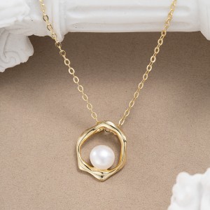 925 Sterling Silver Fresh Water Pearl Mobius Necklace 80200428