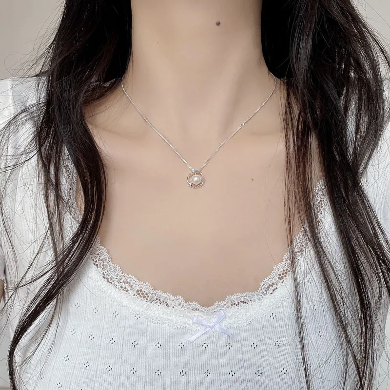 925 Sterling Silver Vintage Fresh Water Pearl Necklace 80200430 - image1